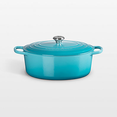 View Le Creuset ® Signature 8-Qt. Caribbean Enameled Cast Iron Oval Dutch Oven details