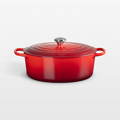 View Le Creuset ® Signature 8-Qt. Cerise Enameled Cast Iron Oval Dutch Oven details