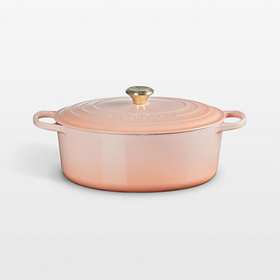 View Le Creuset ® Signature 8-Qt. Peche Enameled Cast Iron Oval Dutch Oven details