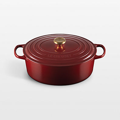 View Le Creuset ® Signature 8-Qt. Garnet Enameled Cast Iron Oval Dutch Oven details
