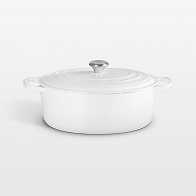 View Le Creuset ® Signature 8-Qt. White Enameled Cast Iron Oval Dutch Oven details