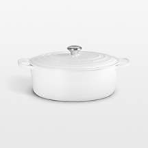 Le Creuset Signature 8-Qt. White Enameled Cast Iron Oval Dutch Oven | Crate & Barrel