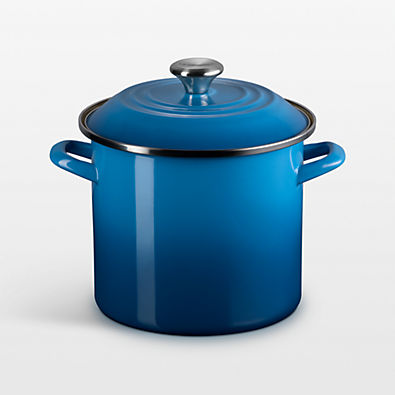 View Le Creuset ® 8-Qt. Marseille Enameled Stockpot with Stainless Steel Knob details