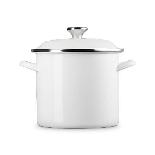 Le Creuset ® 8-Qt. White Enameled Stockpot with Stainless Steel Knob