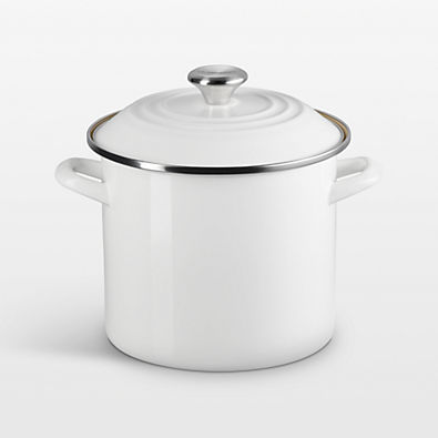 View Le Creuset ® 8-Qt. White Enameled Stockpot with Stainless Steel Knob details