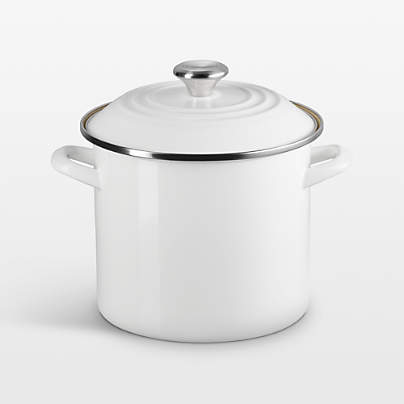 Le Creuset ® 8-Qt. White Enameled Stockpot with Stainless Steel Knob