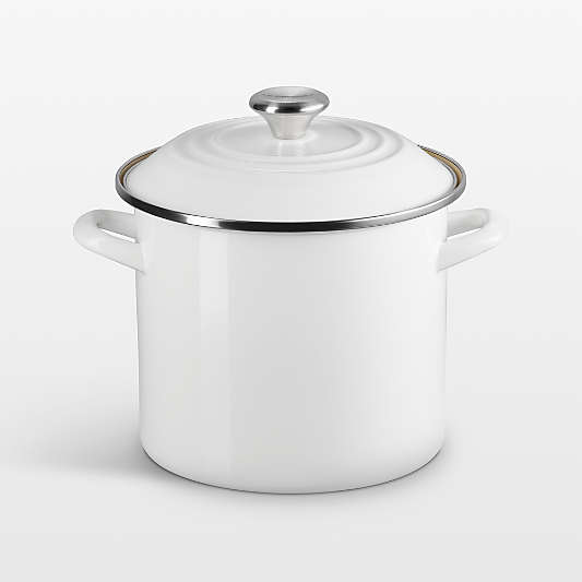 Le Creuset ® 8-Qt. White Enameled Stockpot with Stainless Steel Knob