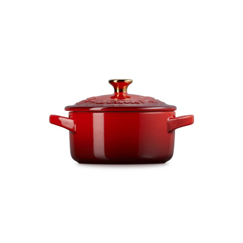 Le Creuset ® 8 oz. Cerise Holly Mini Round Cocotte with Gold Knob - image 4 of 6