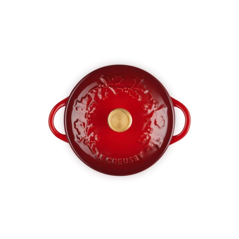 Le Creuset ® 8 oz. Cerise Holly Mini Round Cocotte with Gold Knob - image 2 of 6