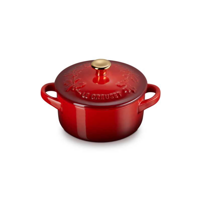 Le Creuset ® 8 oz. Cerise Holly Mini Round Cocotte with Gold Knob - image 5 of 6