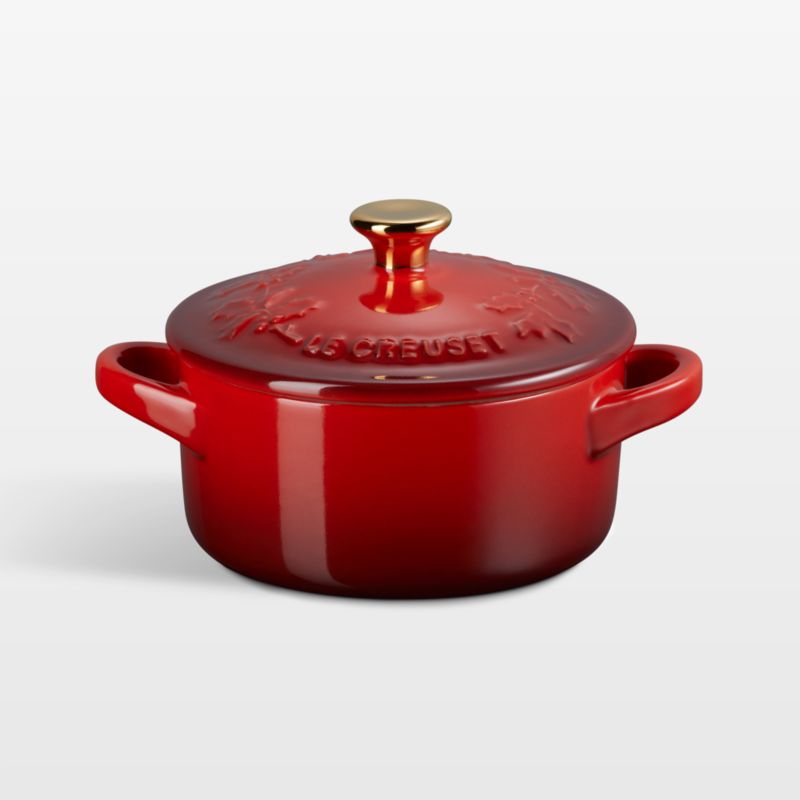 Le Creuset ® 8 oz. Cerise Holly Mini Round Cocotte with Gold Knob - image 0 of 6