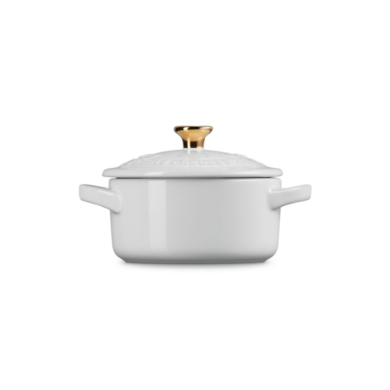 Le Creuset ® 8 oz. White Holly Mini Round Cocotte with Gold Knob - image 1 of 6