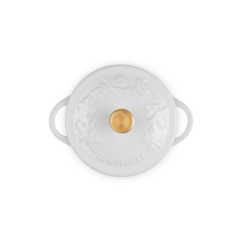 Le Creuset ® 8 oz. White Holly Mini Round Cocotte with Gold Knob - image 4 of 6