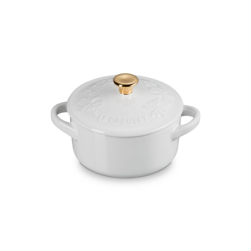 Le Creuset ® 8 oz. White Holly Mini Round Cocotte with Gold Knob - image 3 of 6