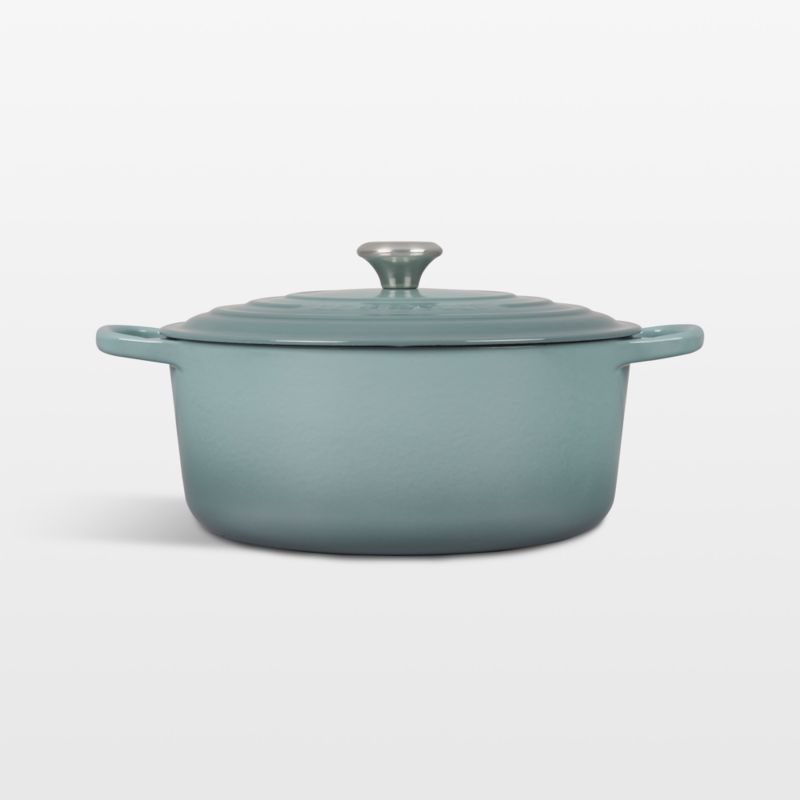 Le Creuset Enameled Cast Iron Signature Cassadou with Glass Lid, 3.75qt, Emerald, Clear