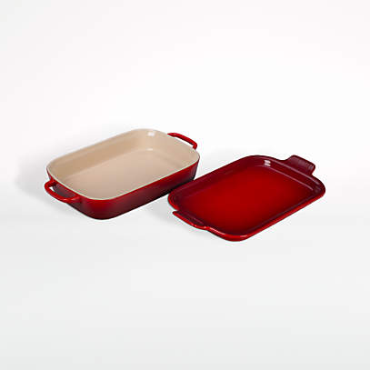 19-31 Le Creuset Red Rectangular Stoneware Baking Dish Loaf Pan 7'x5x2