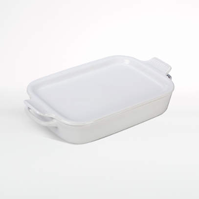 Le Creuset Rectangular White Stoneware Ceramic Baking Dish with Platter Lid  + Reviews