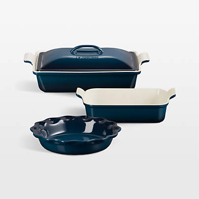 Le Creuset ® Heritage Nuit  Rectangular Casserole Dishes and Pie Dish 4-Piece Set
