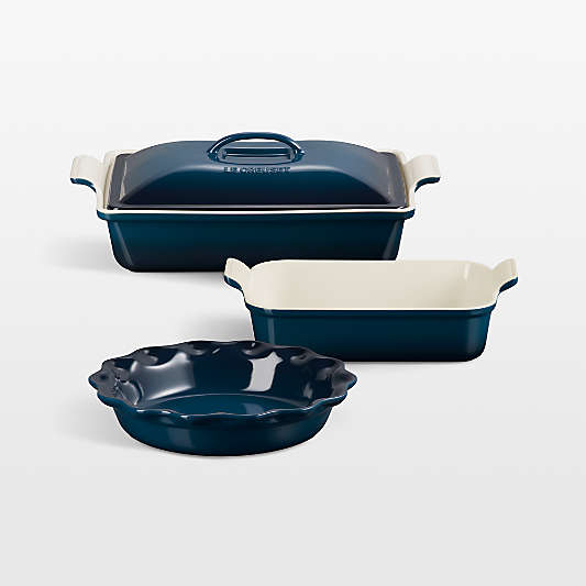 Le Creuset ® Heritage Nuit Rectangular Casserole Dishes and Pie Dish 4-Piece Set