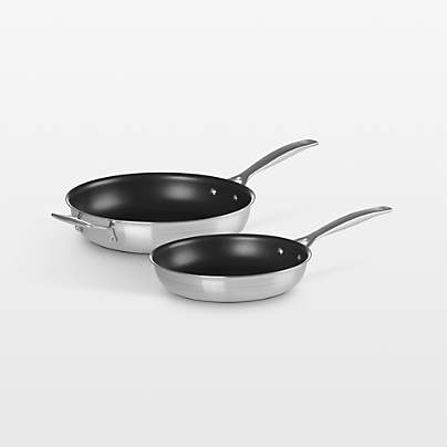 Le Creuset ® Classic Stainless Steel 9" and 11" Fry Pan Set with Ceramic Non Stick Interior