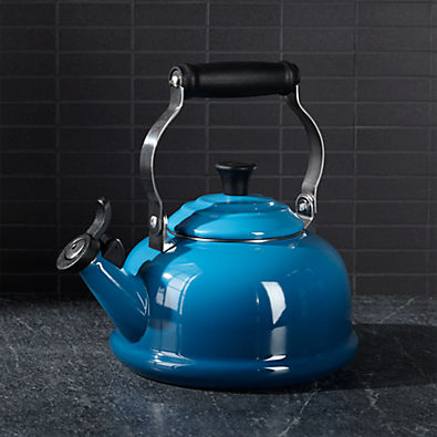 View Le Creuset ® Classic 1.7-Qt. Marseille Blue Whistling Stovetop Tea Kettle details