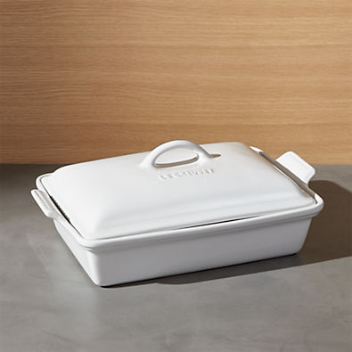 View Le Creuset ® Heritage 4-Qt. White Rectangular Casserole Dish with Lid details