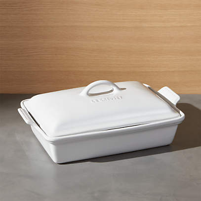 Le Creuset Stoneware Rectangular Dish Platter With Lid White 