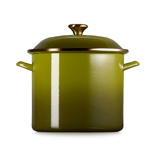 Le Creuset ® 12-Qt. Olive Enameled Steel Stock Pot with Stainless Steel Knob