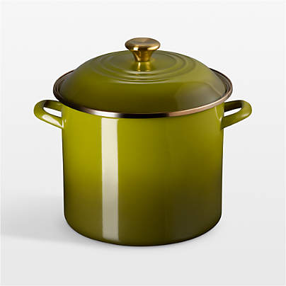 Le Creuset ® 12-Qt. Olive Enameled Steel Stock Pot with Stainless Steel Knob