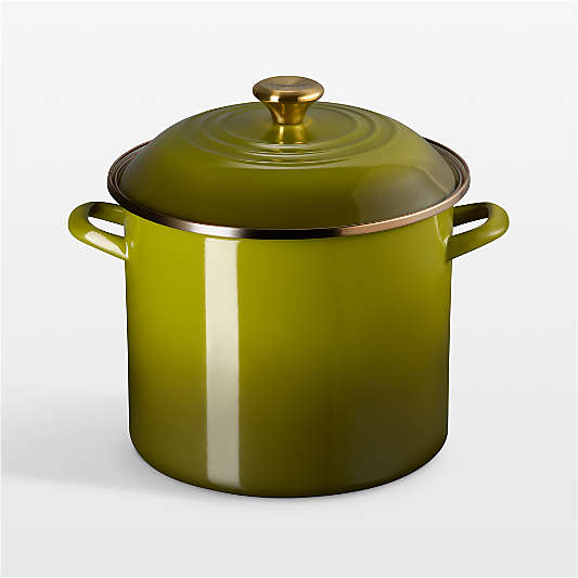 Le Creuset ® 12-Qt. Olive Enameled Steel Stock Pot with Stainless Steel Knob