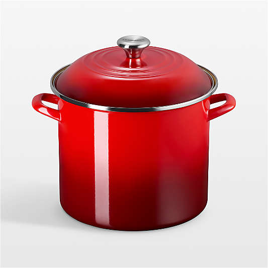 Le Creuset ® 12-Qt. Cerise Enameled Steel Stockpot with Stainless Steel Knob