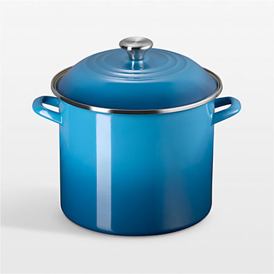 View Le Creuset ® 12-Qt. Marseille Enameled Steel Stockpot with Stainless Steel Knob details