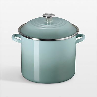 View Le Creuset ® 12-Qt. Sea Salt Enameled Steel Stockpot with Stainless Steel Knob details