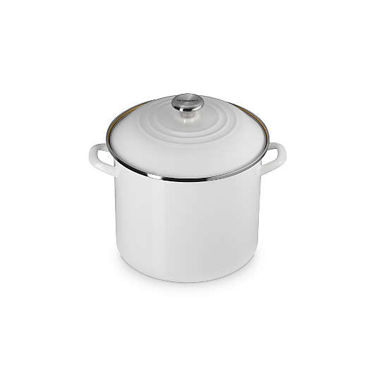 Le Creuset ® 12-Qt. White Enameled Steel Stockpot with Stainless Steel Knob