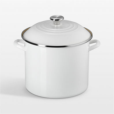 View Le Creuset ® 12-Qt. White Enameled Steel Stockpot with Stainless Steel Knob details