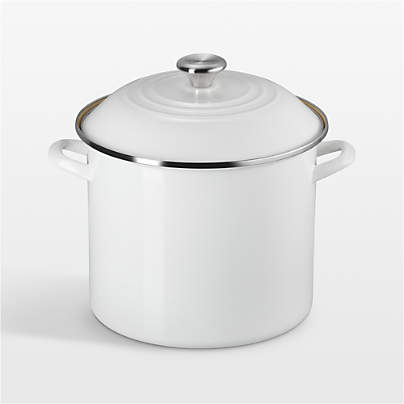 Le Creuset ® 12-Qt. White Enameled Steel Stockpot with Stainless Steel Knob