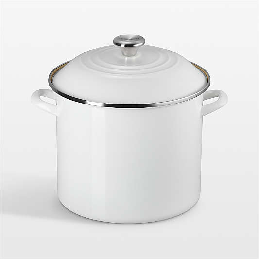 Le Creuset ® 12-Qt. White Enameled Steel Stockpot with Stainless Steel Knob