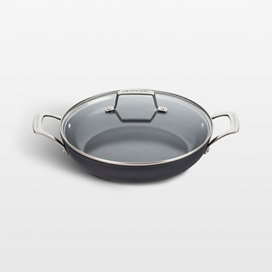 View Le Creuset ® Essential Ceramic Non-Stick 11" Shallow Braiser with Glass Lid details