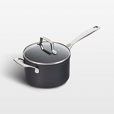 View Le Creuset ® Essential Ceramic Non-Stick  3-Qt. Saucepan with Glass Lid details