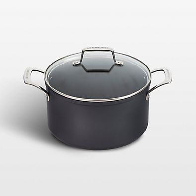 View Le Creuset ® Essential Ceramic Non-Stick 6.3-Qt.  Stockpot with Glass Lid details