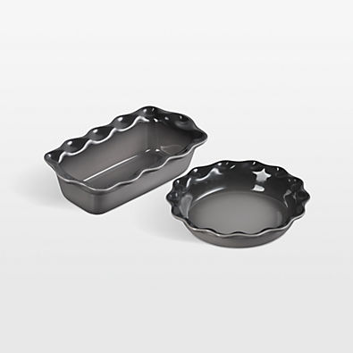 View Le Creuset ® Oyster Fluted Ceramic Pie Dish and Loaf Pan Set details