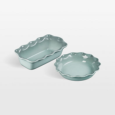 View Le Creuset ® Sea Salt Fluted Ceramic Pie Dish and Loaf Pan Set details
