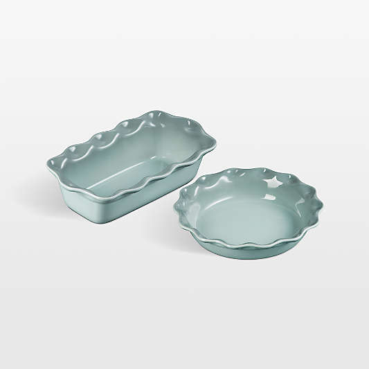 Le Creuset ® Sea Salt Fluted Ceramic Pie Dish and Loaf Pan Set