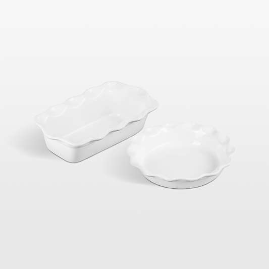 Le Creuset ® White Fluted Ceramic Pie Dish and Loaf Pan Set