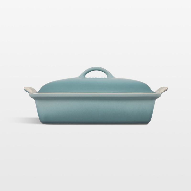 Le Creuset Heritage Covered Square Chambray Blue Stoneware Ceramic  Casserole Dish with Lid + Reviews