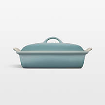 Le Creuset 4-Qt. Heritage Sea Salt Covered Rectangular Casserole | Crate & Barrel