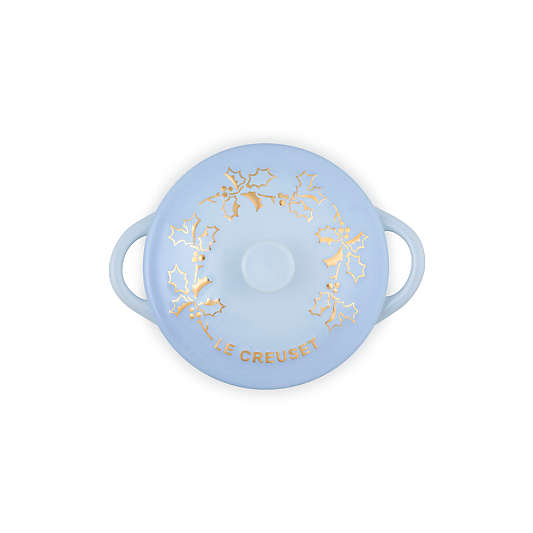 Le Creuset ® 8-oz. Coastal Blue Holly Stoneware Mini Round Cocotte with Gold Knob