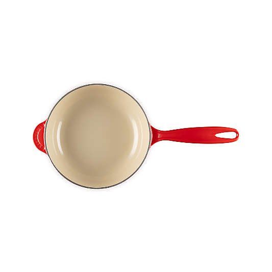 Le Creuset ® 2.25-Qt. Traditional Holly Cerise Round Saucier with Gold Knob