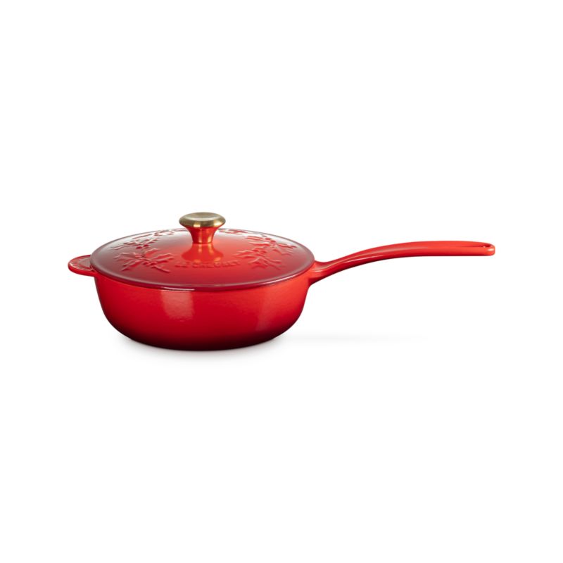 Le Creuset ® Traditional Holly Cerise 2.25-Qt. Round Saucier with Gold Knob - image 4 of 6