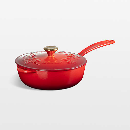 Le Creuset ® 2.25-Qt. Traditional Holly Cerise Round Saucier with Gold Knob